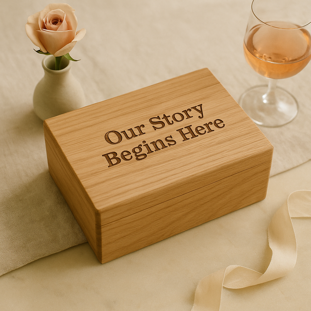 Engraved Wooden Wedding Vows & Ring Keepsake Box