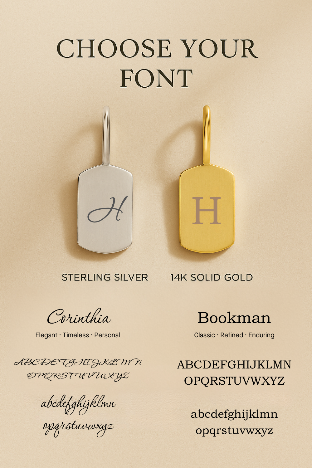 Dog Tag Initial Charm Necklace