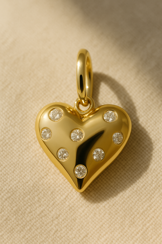 14K Gold Diamond Pavé Heart Charm Necklace