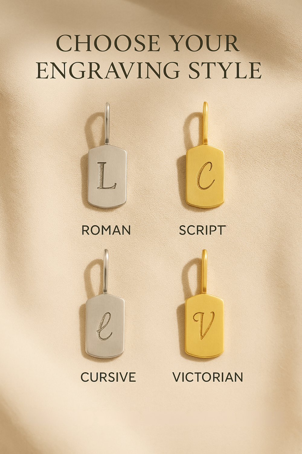 Dog Tag Initial Charm Necklace