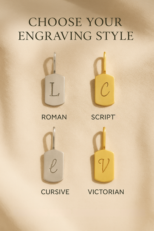 Dog Tag Initial Charm Necklace