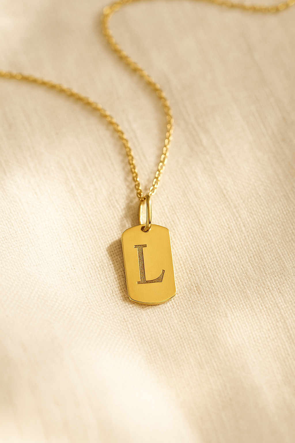 Dog Tag Initial Charm Necklace