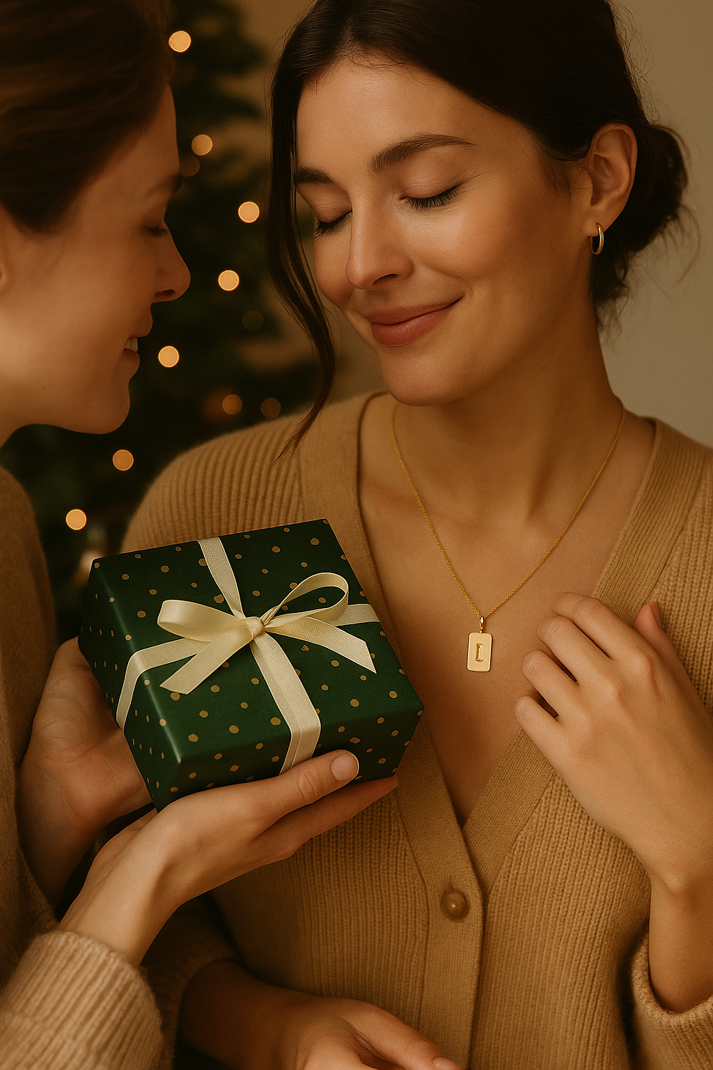 Dog Tag Initial Charm Necklace