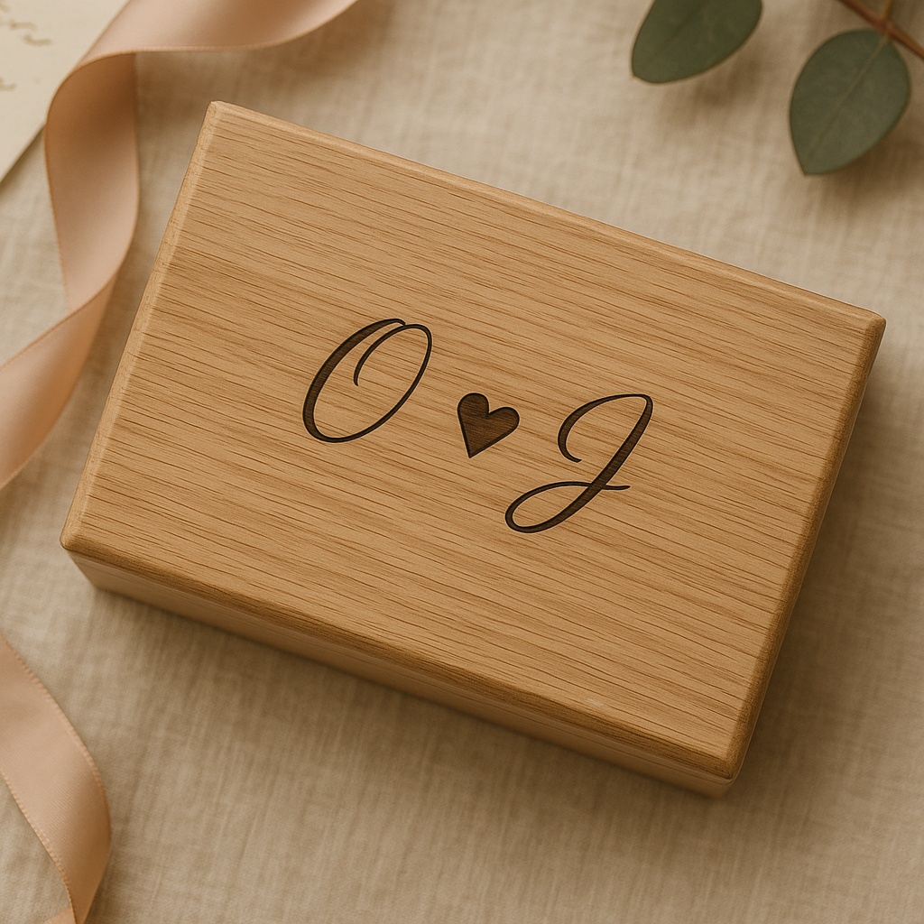 Engraved Wooden Wedding Vows & Ring Keepsake Box