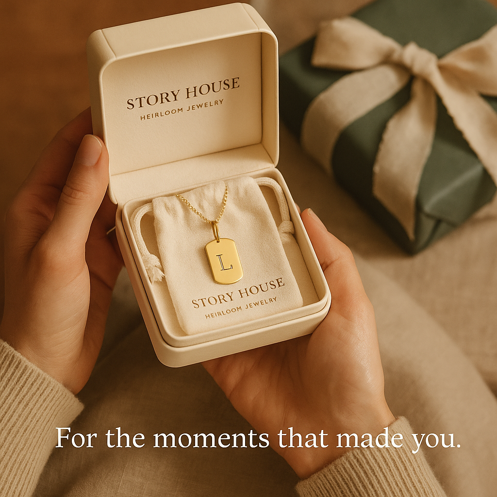 Dog Tag Initial Charm Necklace