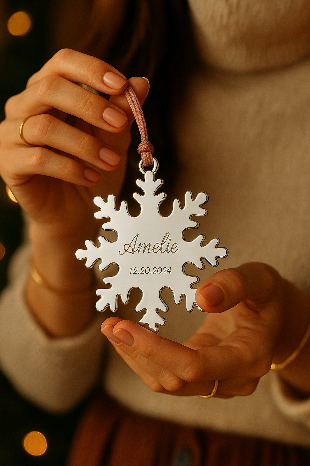 Set of 6 Personalized Christmas Ornaments Snowflake, Angel, Tree, Star, Dove, Snowman