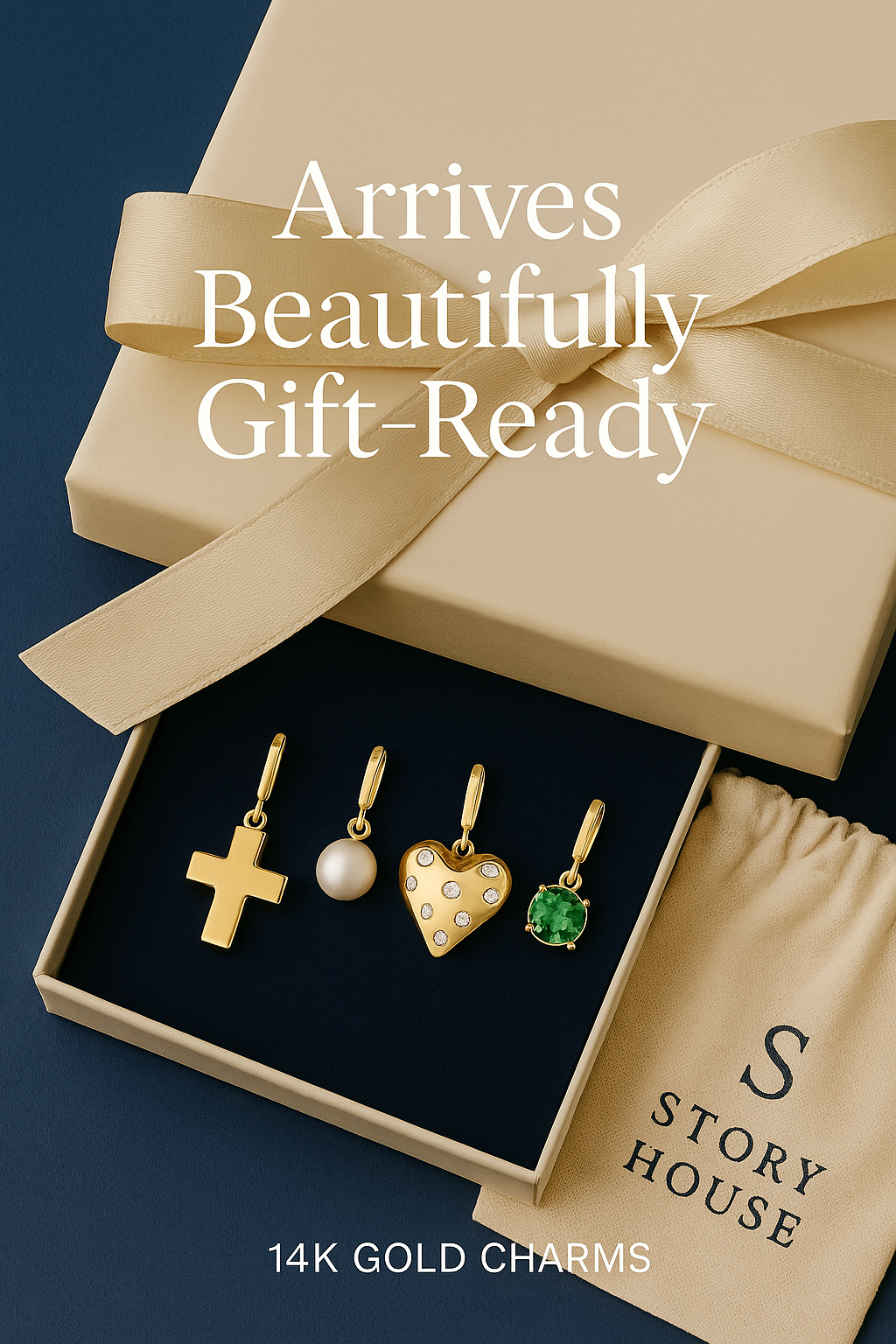 14K Gold Diamond Pavé Heart Charm Necklace