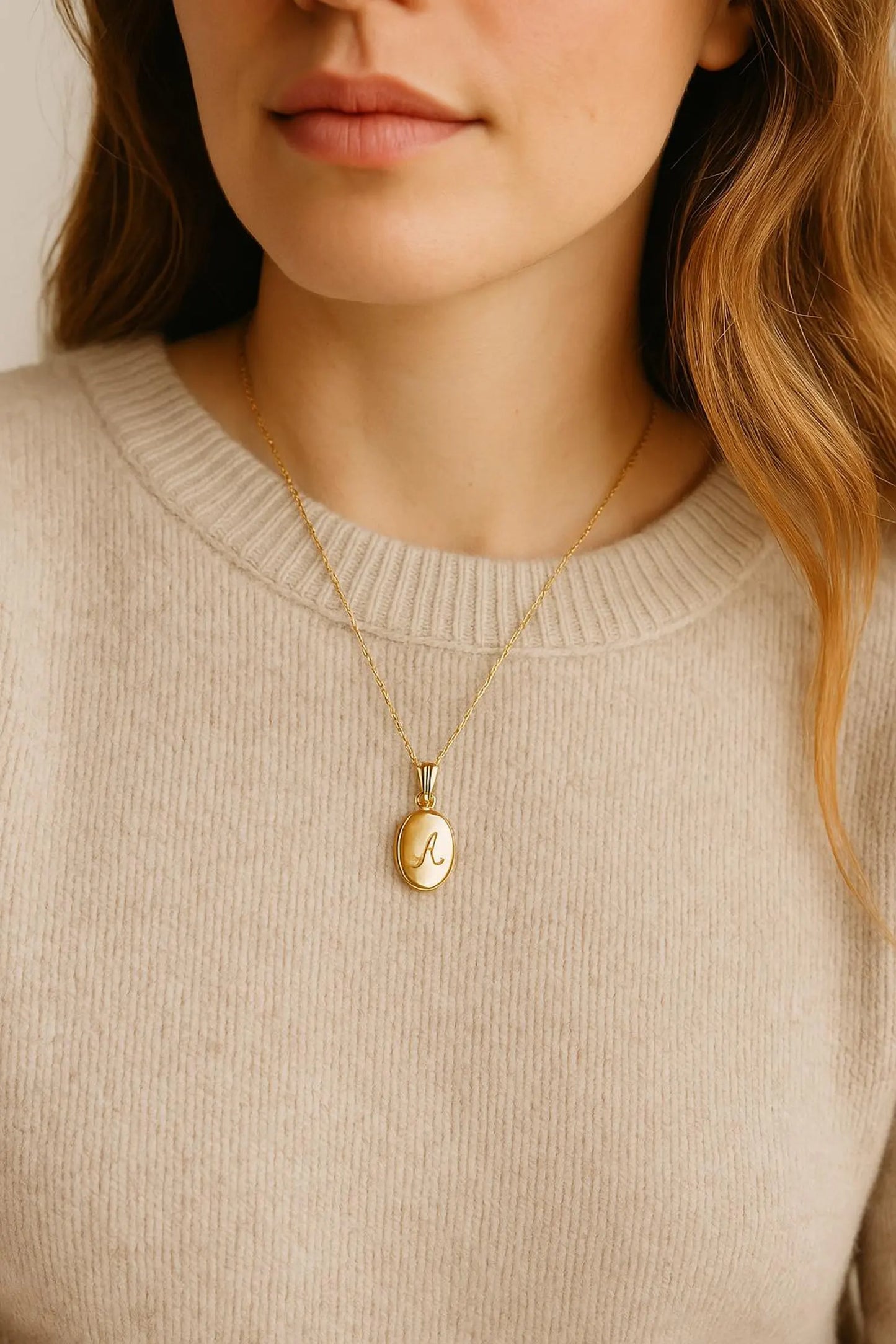 Personalized 14k Gold Oval Locket
