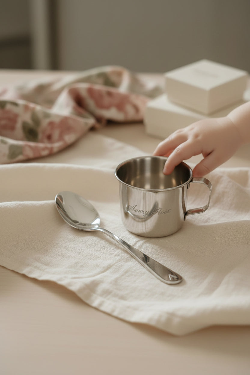 Engraved Silver Baby Cup